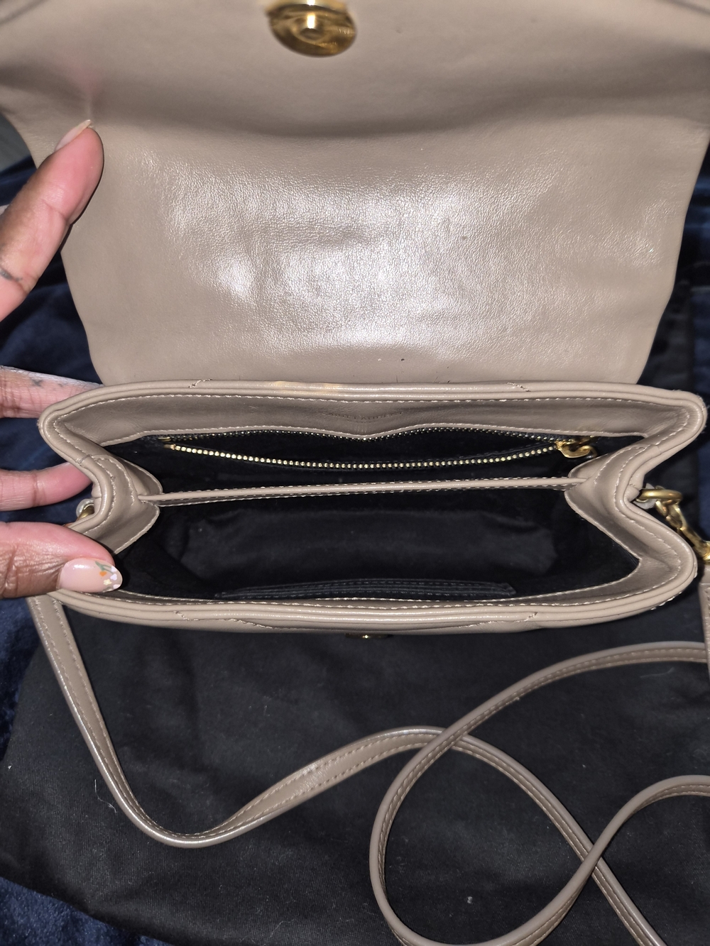 Saint Laurent Quilted Mini Loulou Crossbody in Taupe with Gold YSL Hardware - Picture 2 of 5